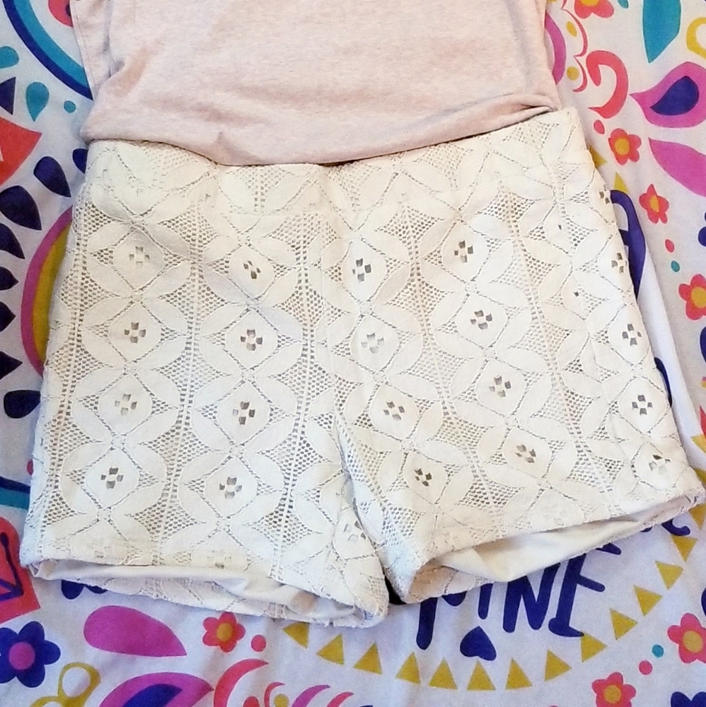 Off White Great Quality High Waist Lace Shorts